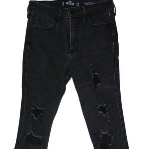 Hollister Women's Black High-Rise Crop Super Skinny Jeans.